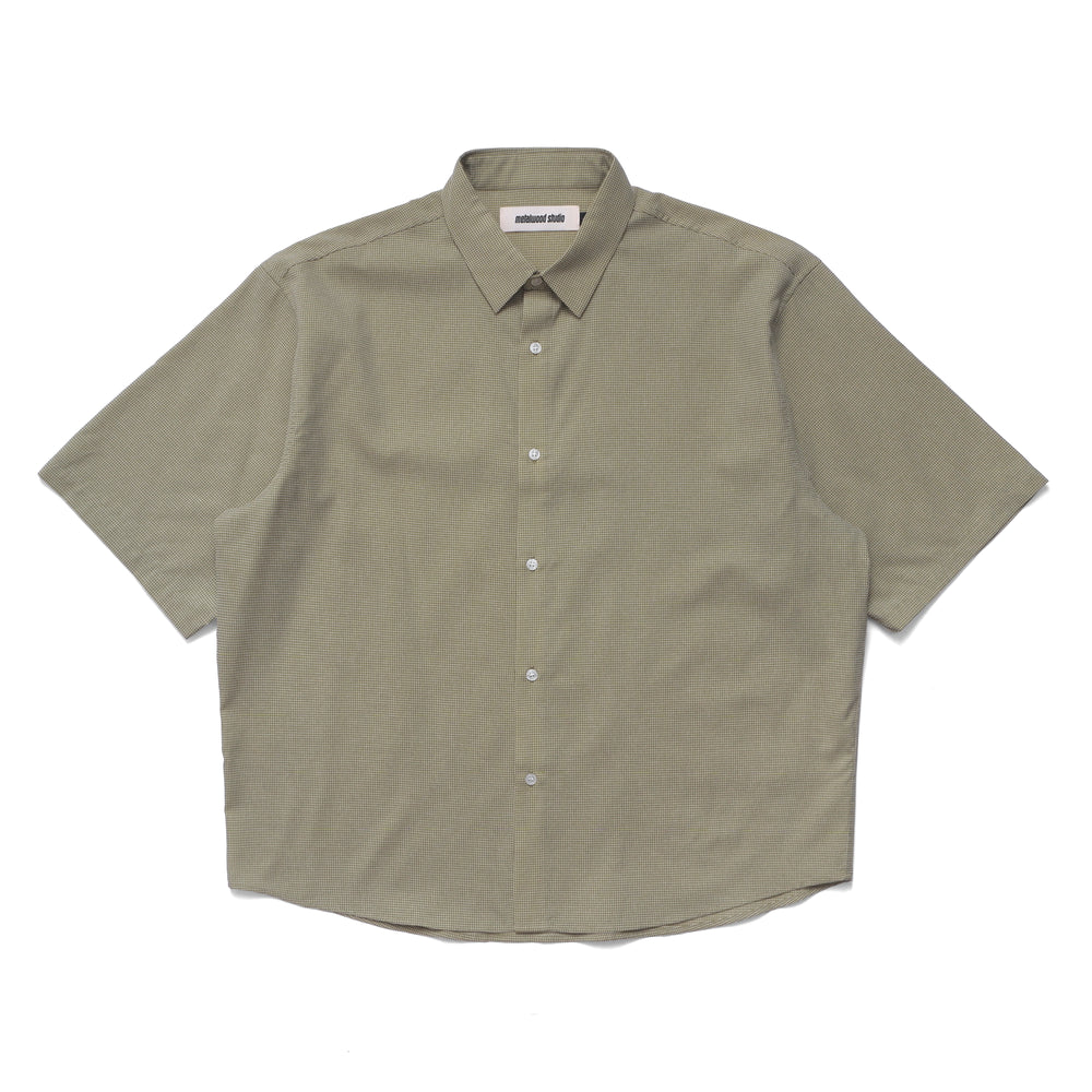 Micro Grid Oversized Button Up Shirt