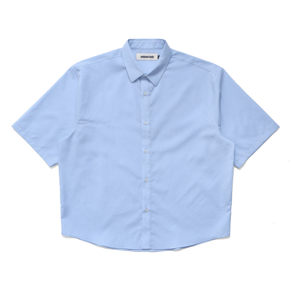Micro Grid Oversized Button Up Shirt
