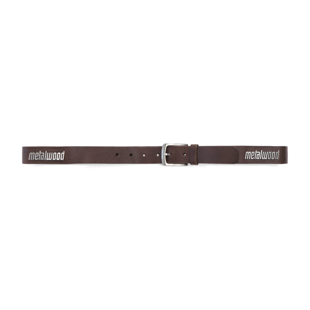 Metal Logo Leather Studded Belt