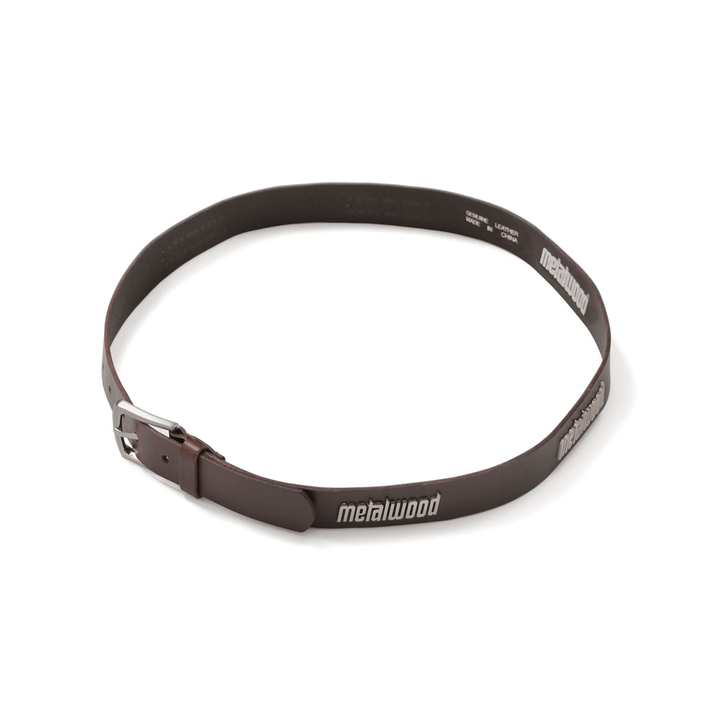 Metal Logo Leather Studded Belt
