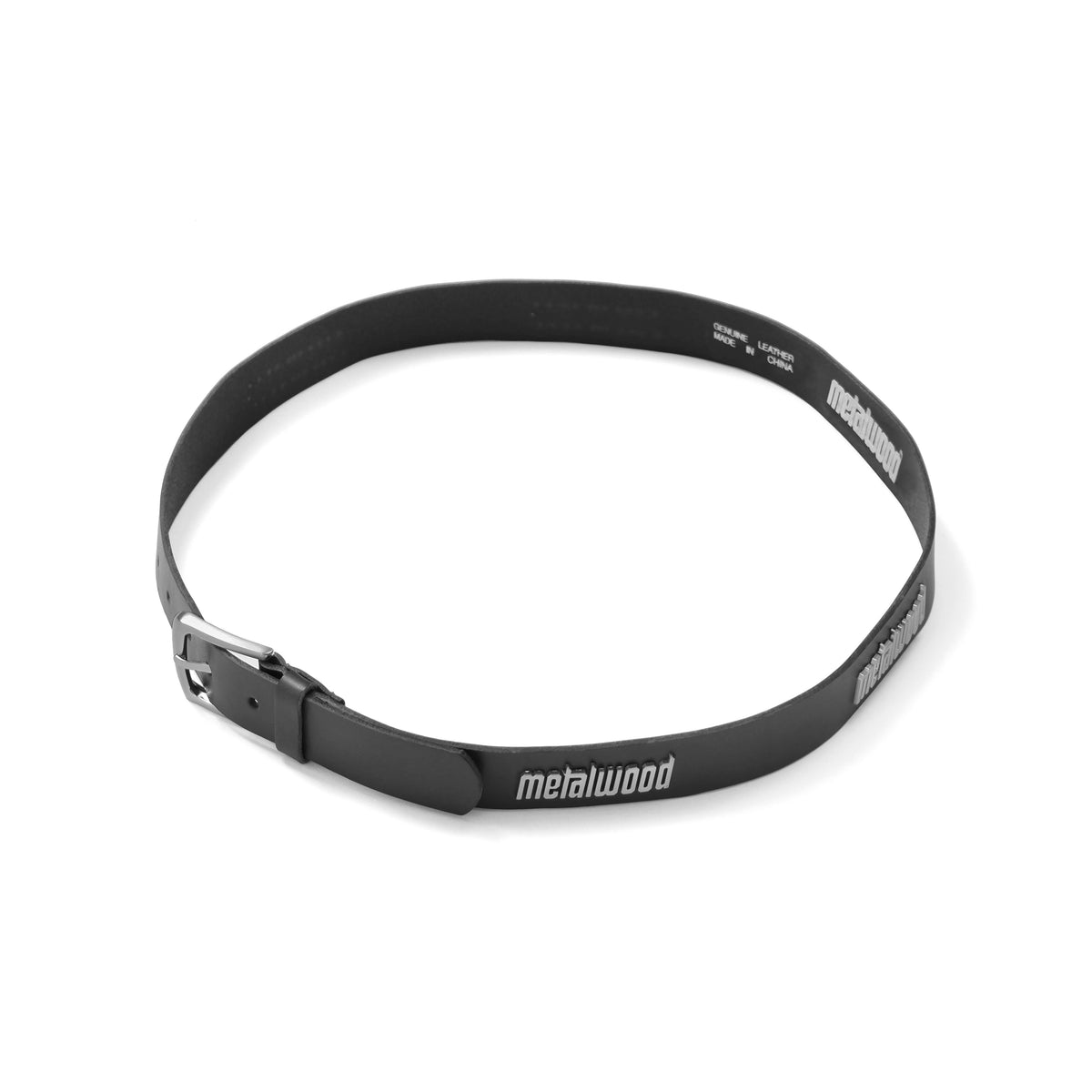 Metal Logo Leather Studded Belt
