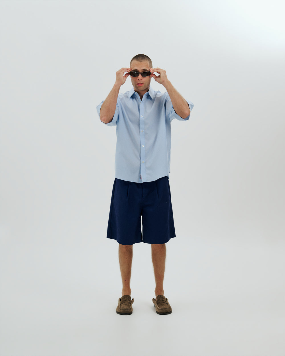 Micro Grid Oversized Button Up Shirt