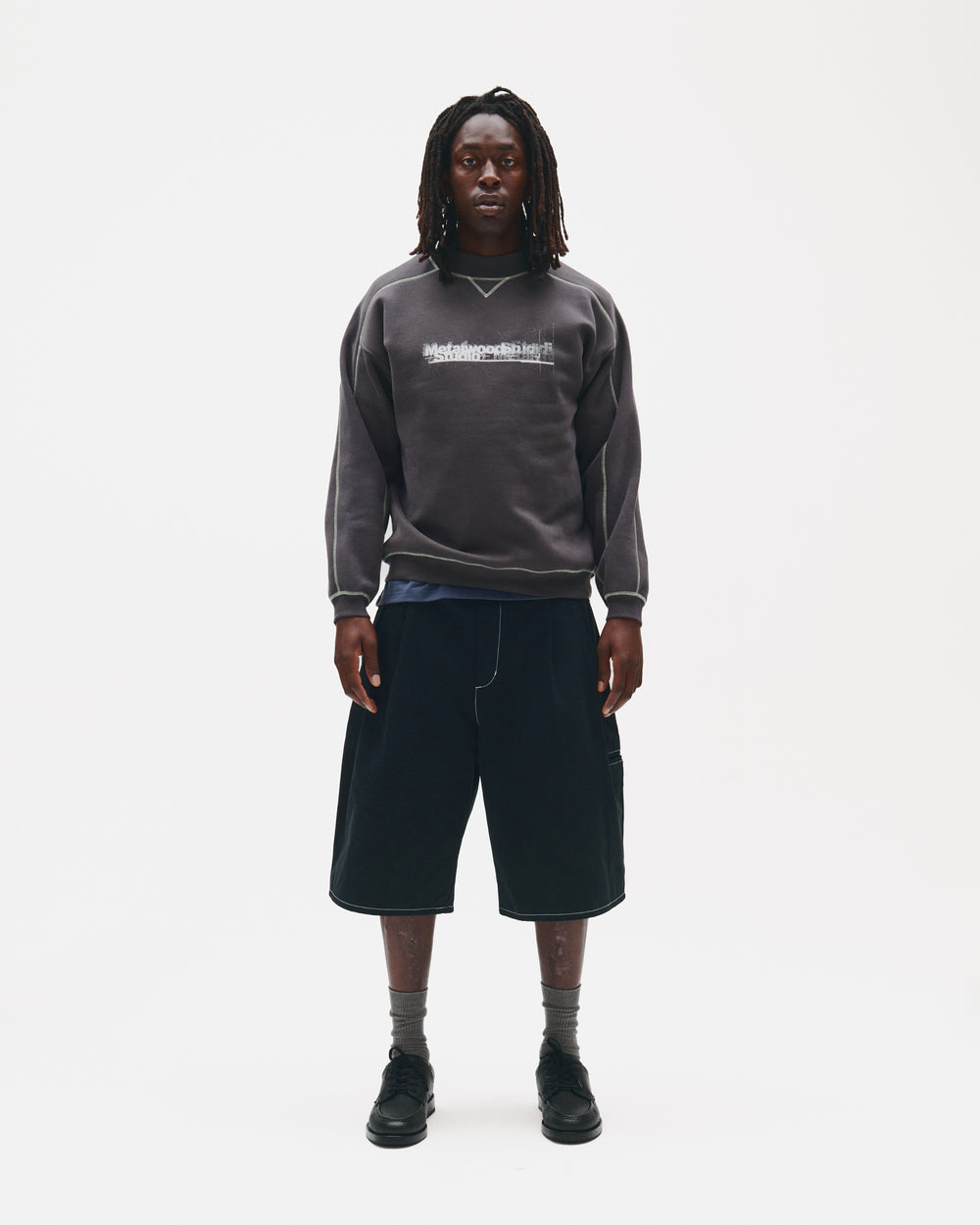 Contrast Stitch Mock Neck Sweatshirt