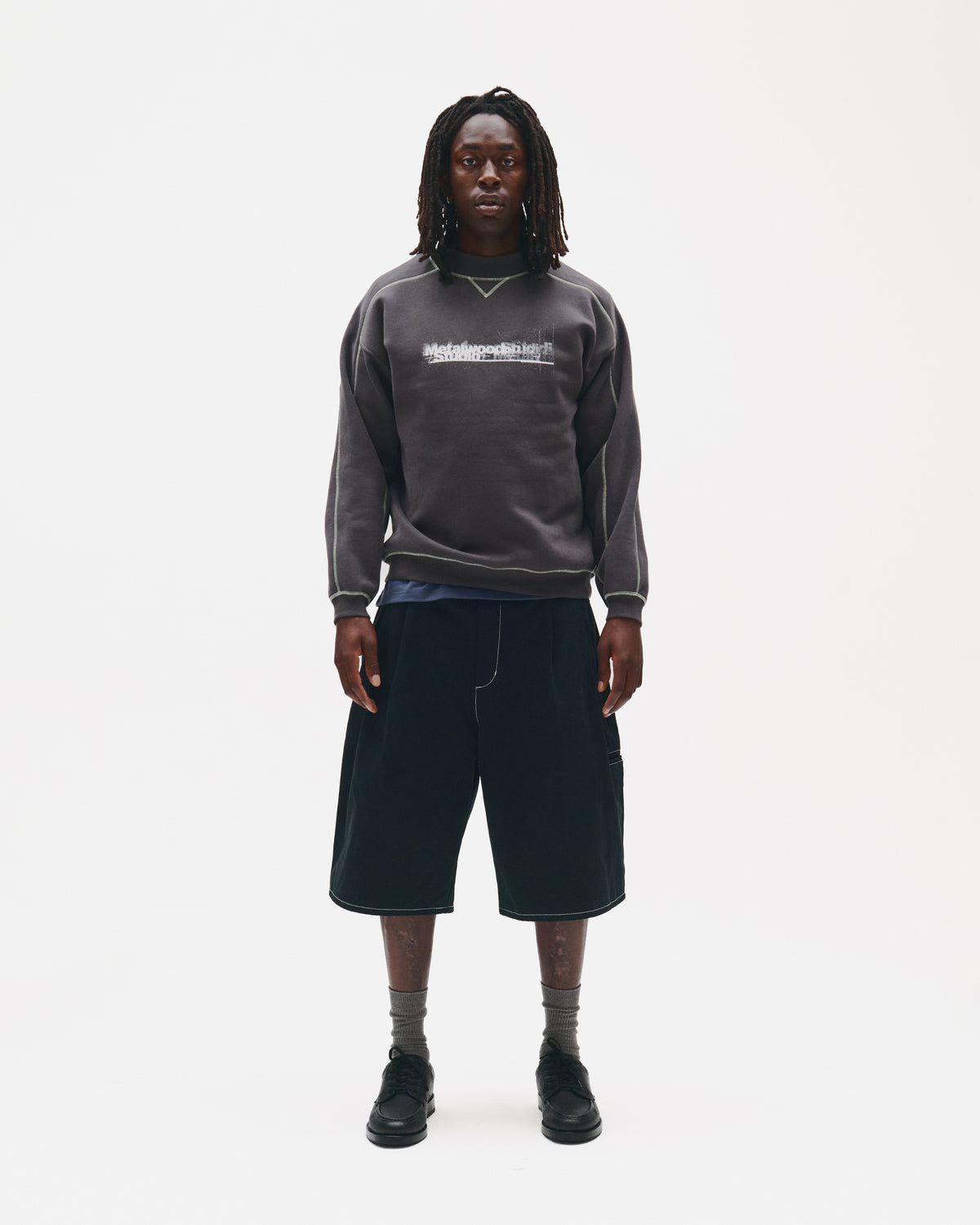 Contrast Stitch Mock Neck Sweatshirt
