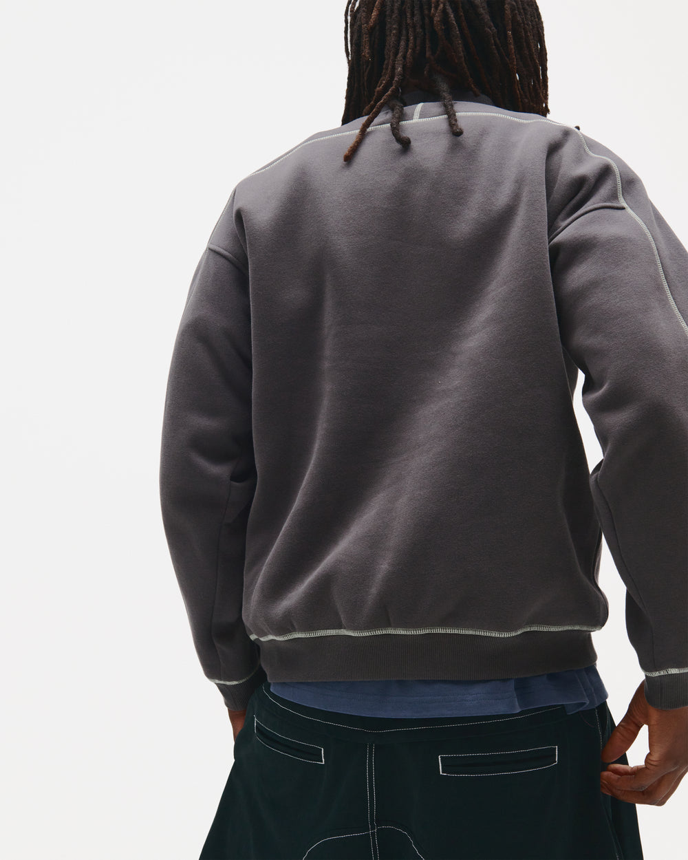 Contrast Stitch Mock Neck Sweatshirt